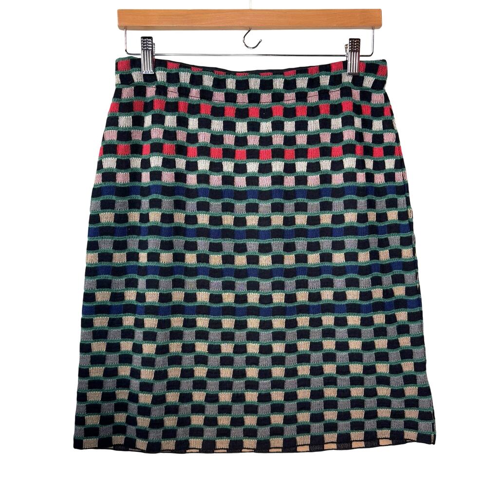 ALDO MARTINS Wool Blend Knit Skirt Size M‎ Stretch Multicolor Eclectic Anthro